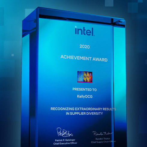 MCrawcour's tweet photo. Proud to announce that @KellyOCG earned an @intel Supplier Achievement Award in #SupplierDiversity. We were one of only 38 suppliers in the Intel supply chain to receive an SAA honor for 2020. Congratulations team! #IntelSCQI https://t.co/YmUPyPQXtz https://t.co/4pZOnTIRbI