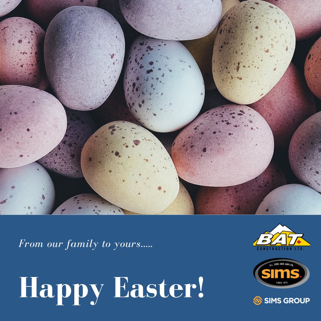 simsgrouppg's tweet image. Regardless of how things are in the world right now, all of us at Sims Group of companies, wish all of you, a very HAPPY EASTER!

A.L. Sims &amp;amp; Son, Roktek Services, Otway Fabrication and BAT Construction are closed in observation Easter Friday through Monday.