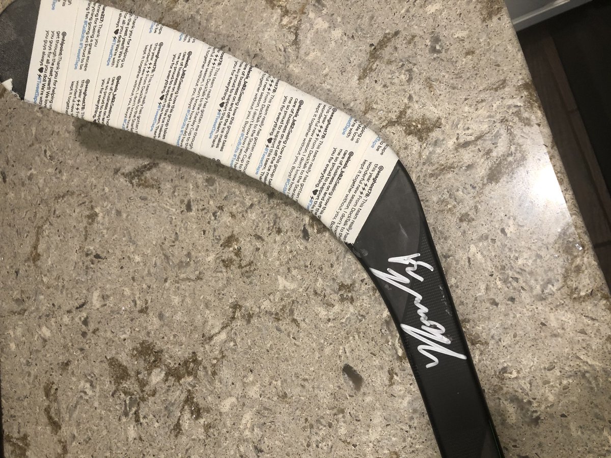 MrsCouture217's tweet photo. Thank you to the amazing @TBLightning organization for not only including me on the #TweetTape but also for the surprise of @YanniGourde game used stick! #GoBolts https://t.co/axZdICN8oJ