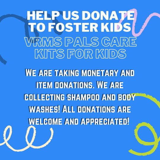 Please consider helping VRMS PALS support children in foster care!  Andrea and I will gladly pick up donations! #VRMPALS #VRMSIntentional #LifeAtATT