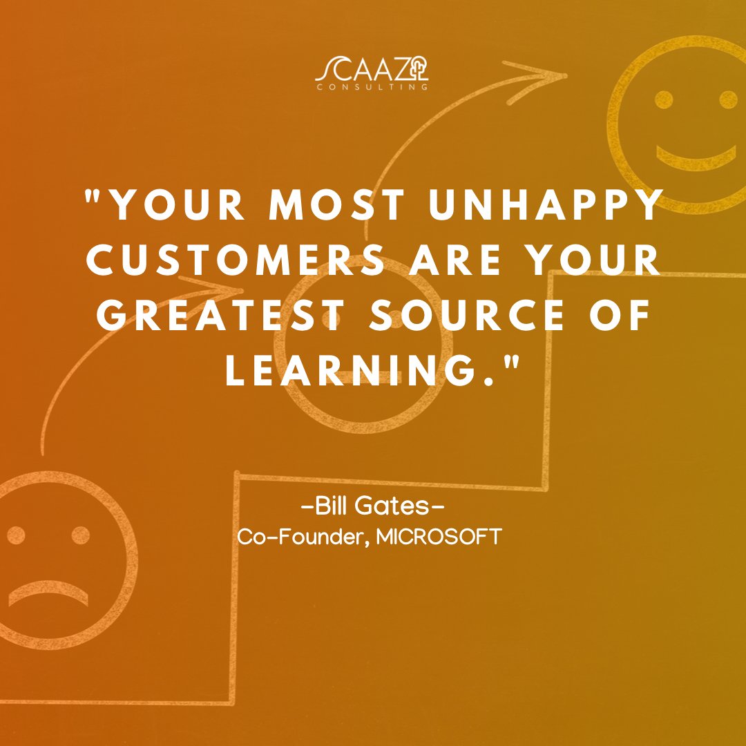 CaazConsulting's tweet photo. While unhappy customers can be challenging to deal with in the moment, they also provide the best opportunities to learn, improve, and grow. 

#TBT #ThursdayBusinessThoughts #Entrepreneurship #BusinessQuotes #Business #StartUps https://t.co/70LubQd7sE