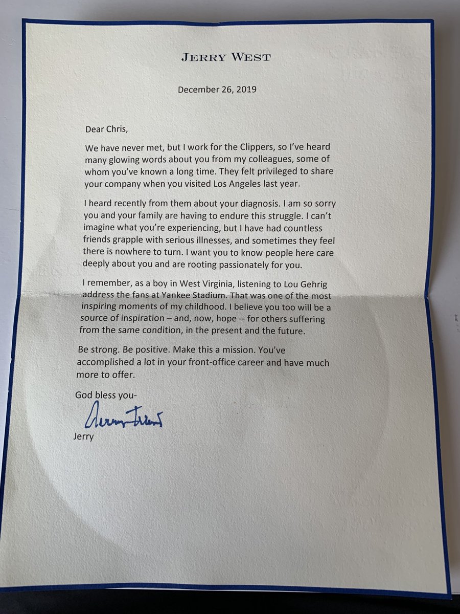 ChrisSnowCGY's tweet photo. This has been on my desk for more than a year. I think it’s time to find a frame. That’s the thing with sharing struggle. Sometimes a total stranger makes your day. And sometimes that stranger is one of the greatest players, competitors and gentlemen in NBA history. https://t.co/s3l3oCrslv