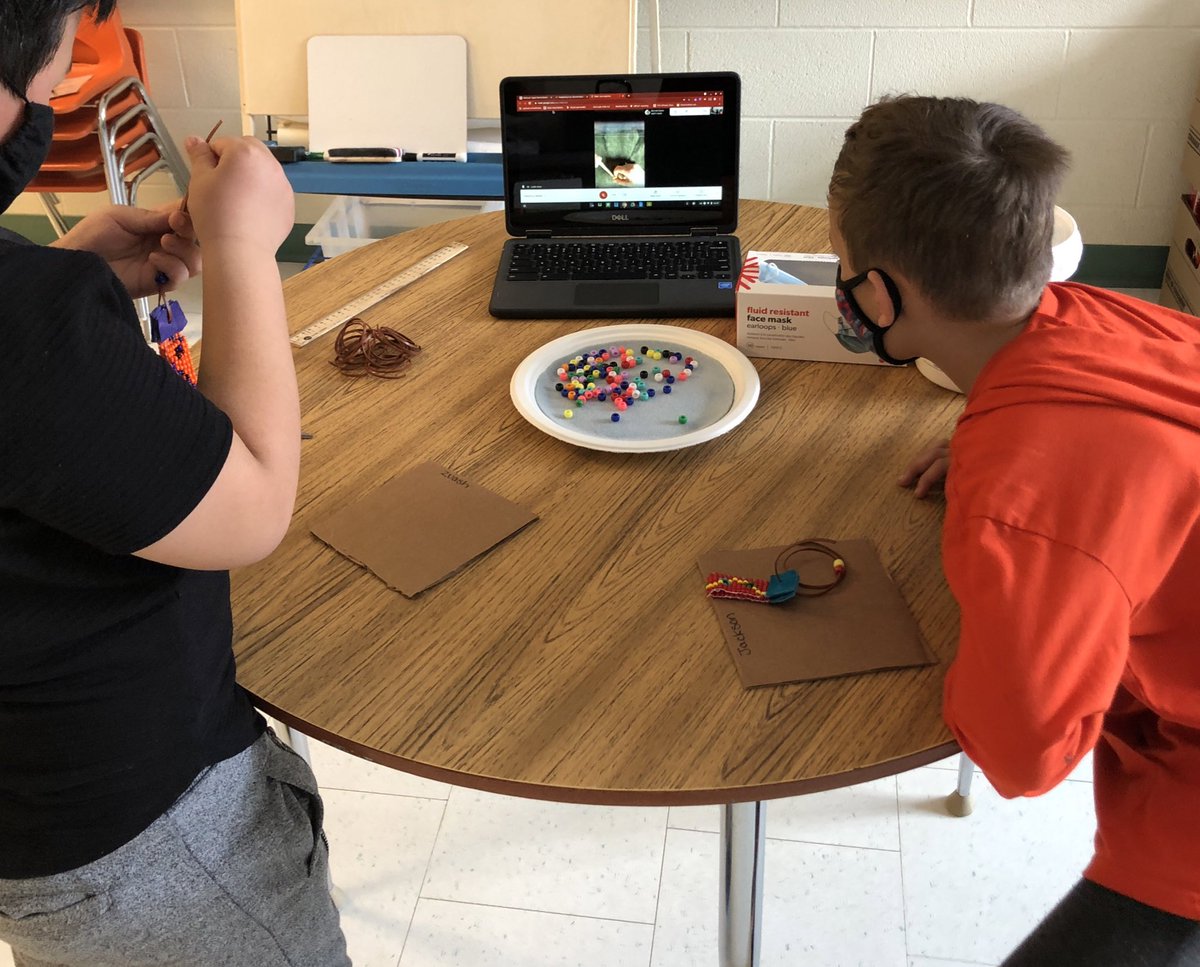BonnieSears20's tweet photo. Best. Day. Ever. Ss @WillowRoadPS @ugdsb got to put the finishing touches on their Métis art meets math project with artist Leslie Muma. Can you spot the pattern core? Where was the pattern reflected? #patterning #geometry https://t.co/nLXxAPDZLI