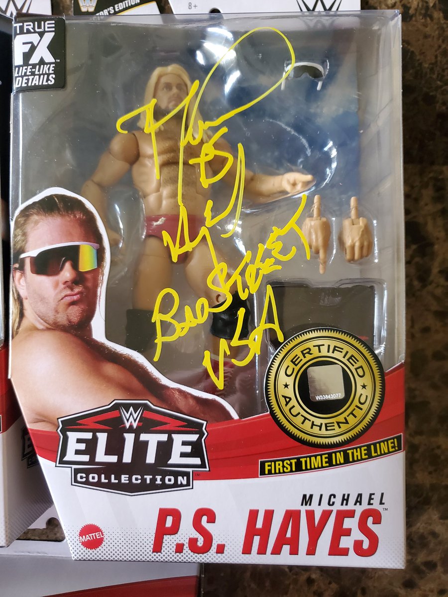 Wrestlepedia2's tweet photo. Mail day from @Highspots  Autographed @MichaelPSHayes1 wwe Elite! https://t.co/K5sdHI06Nv