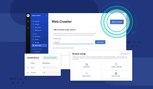 elastic's tweet photo. One-click crawl, and it’s free for all. With the convenient web crawler, index all your website content and easily add a search box to it — free, open, and #onlyfromElastic https://t.co/zV6T8qFuGD https://t.co/JjJxuCHZzG