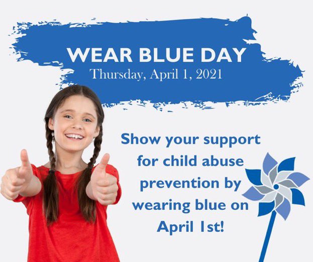 Today marks the start of Child Abuse Prevention Month. We wore our Blue to support of a VERY worthy cause! Here’s hoping you did too! #CAPM2021 #WearBlue4KYKids  #WearBlueDay2021  #CAPMonth #ChildAbusePreventionMonth