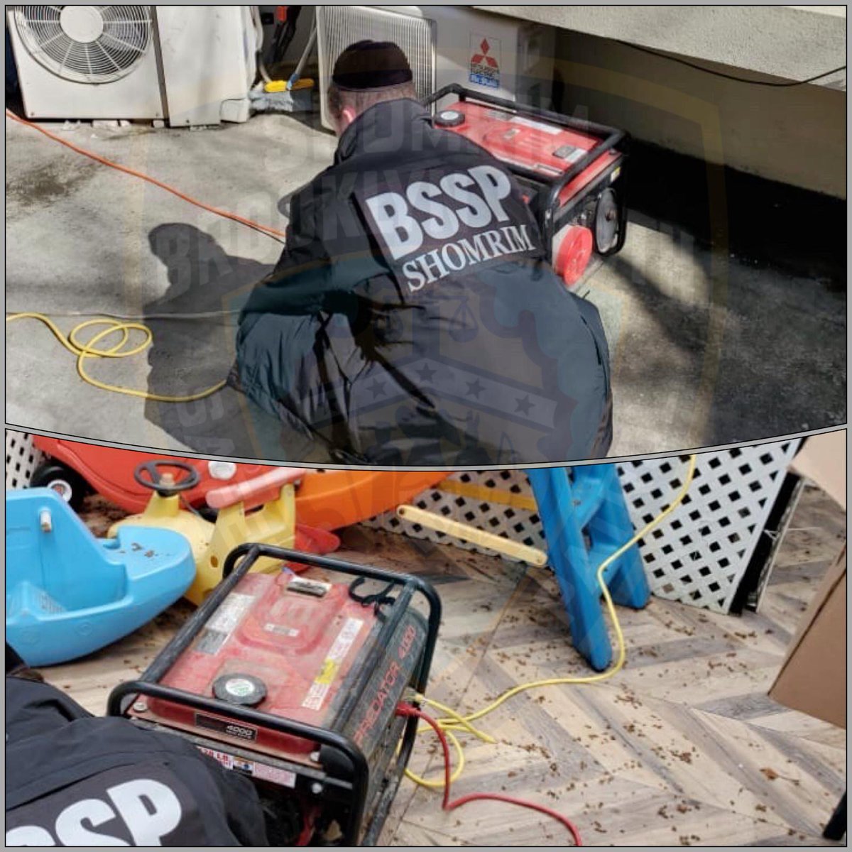 BPShomrim's tweet photo. Friday just hours to the zman, we received calls for help from multiple families that were out of power, following a fire on the block. Our #Dedicated volunteers connected generators to power their appliances + lighting so they can continue w/Yom Tov prep. #FriendsYouCanCountOn https://t.co/Ohd6SG1q7G