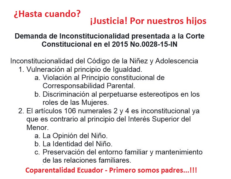 coparental_ec's tweet photo. @Wilmandrade @EncaDuchi Gracias por mencionar la ausencia de la #Corresponsabilidad Parental, lo que automáticamente convierte a este #COPINNA INCONSTITUCIONAL.
Ese debió ser el espíritu de la #ReformaIntegralCONA, pero no lo hicieron.
#ArchivenCOPINNA #NoAlCOPINNA #ArchivoCódigoNiñez @elcomerciocom https://t.co/N4XTXswmHt