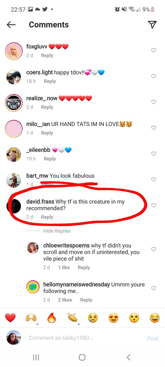 Tabby_1980's tweet photo. Seriously @instagram ?! On #TransVisibilityDay ( or any other time ) you think this comment wasn't offensive?! #TransRightsAreHumanRights https://t.co/f2v7licUCv