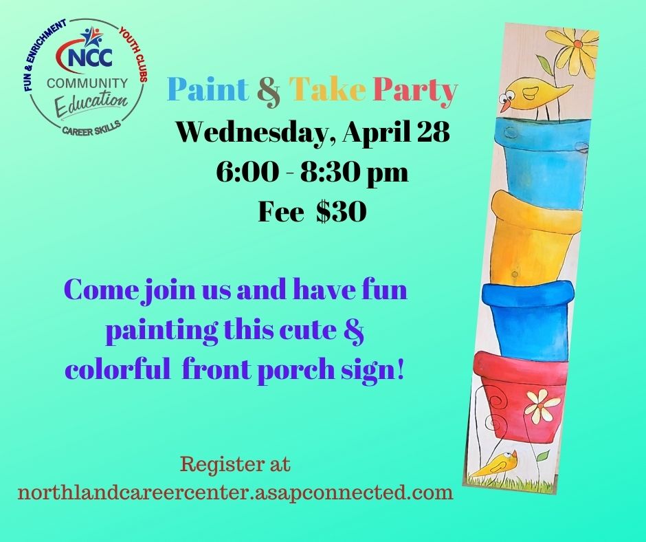 communityedNCC's tweet photo. Are you looking for something fun to do with your friends?
Come spend a couple hours with Brenda Lino and paint this super cute porch sign!
Register at https://t.co/tRp6lZc7DB
#letslearnmorencc #EnrichingLives #engagingminds #communityeducation #paintparty #porchsigns https://t.co/dSRv4PMY6R