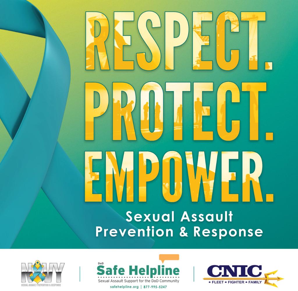 USNavy's tweet photo. April is Sexual Assault Prevention &amp; Response Month, and it's on all of us to prevent &amp; eliminate sexual assault in our military. #RespectProtectEmpower #SAAPM 

RESOURCES: ➡️ 24/7 confidential assistance DoD Safe Helpline at (877) 995-5247 or https://t.co/sTTnViiHdg https://t.co/F0EhH5sxpZ