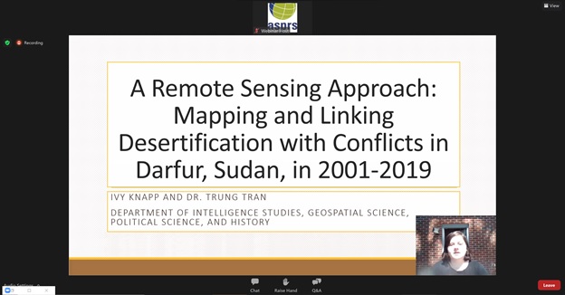 FSUGeosciences's tweet photo. Congratulations to our senior student Ivy Knapp @FSUGeosciences @uncfsu for successfully presenting her research about desertification and conflicts in Sudan using remote sensing Landsat imagery data at the national @ASPRSorg Conference today. #remotesensing #Landsat #GEOINT https://t.co/r2jhbU0UzQ
