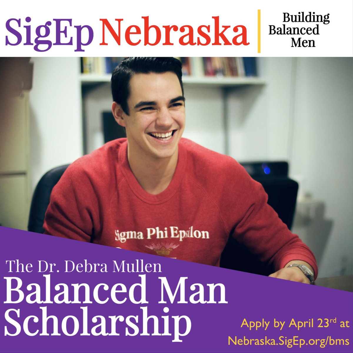 SigEp Nebraska is awarding three $1000 cash scholarships to incoming male UNL freshmen for exceptional achievement, leadership, and commitment to well-being.

Apply today if you think you embody The Balanced Man!