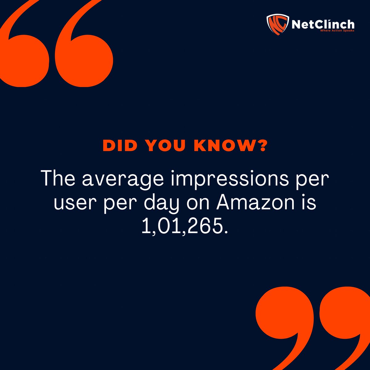 NetClinch's tweet photo. Let us @NetClinch help you in engaging audiences & converting clicks to customers.
#NetClinch #amazon #facts #factsdaily #technology #impression #marketing #marketingstrategy #facts #marketingfacts #SEO #digital #digitalmarketing #socialmedia #ppc #advertising #paidads #clicks https://t.co/JvCobvDjJR