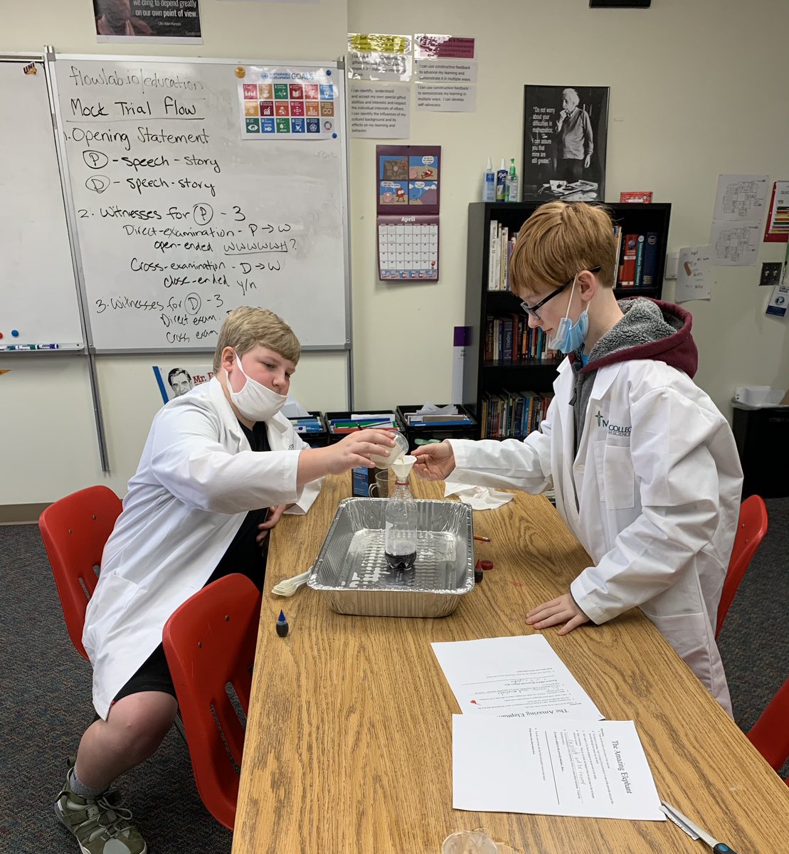 SraCSmith's tweet photo. @WoodsideMS @SaydelCSD 7th and 8th grade STEM enrichment kids exploring the scientific method with elephant toothpaste. https://t.co/xrVoeZ2StO