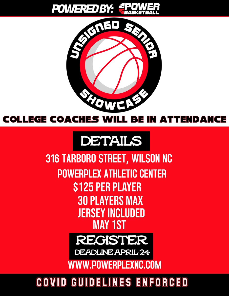 pbballnc's tweet photo. High school senior looking for another college opportunity? Sign up for the unsigned senior showcase on May 1st! 30 spots available! Click the link to sign up👉 https://t.co/p1mzgRWQvC https://t.co/DJ7XSHKw2u