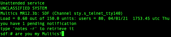 sdf_pubnix's tweet photo. Are you my Multics?
#multics #36bit #lisp #terminal #cli @honeywell https://t.co/6UMjMtlpDa