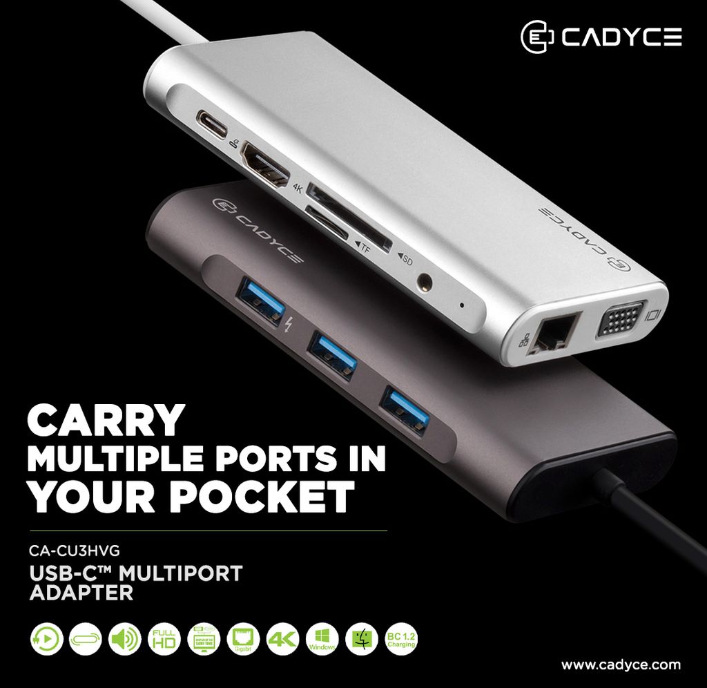 cadyceinc's tweet image. CARRY MULTIPLE PORTS IN YOUR POCKET 
USB-C™ Multiport Adapter
#MultiPort #MultiplePorts #MultiPortAdapter #USB3 #USBDevices #USBC #PlugandPlay #USBPDCharging #ChargingPort #ChargingPoint #DataTransfer #ReversibleConnector #Networking #LifemadeEasy #LifestyleBrand
