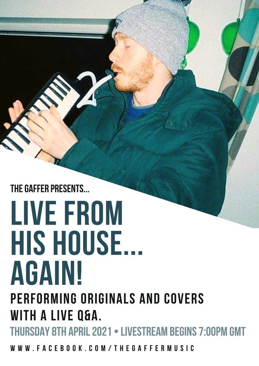 🚨 LIVESTREAM GIG ANNOUNCEMENT 🚨 
I'm going to play some of my songs a week today at 7pm live on my Facebook page (facebook.com/TheGafferMusic/). This will also include a Q&amp;A midway through the set. I hope some of you can make it 😄