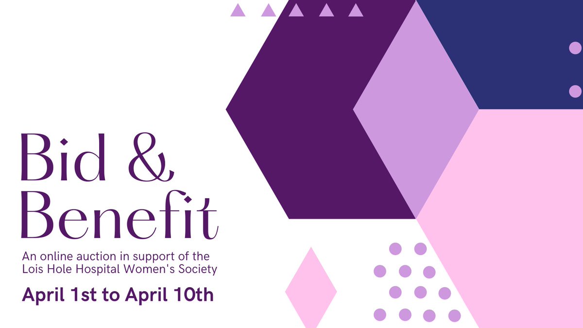 lhhws's tweet photo. Want to support women’s health initiatives at the @LoisHoleHosp? Check out Bid &amp; Benefit, our first-ever online auction, running from April 1- 10! 

The item list features an amazing curation of goods, services, and experiences from local vendors! 💜 

https://t.co/FobPMMkUMi https://t.co/MjjsxLcd46
