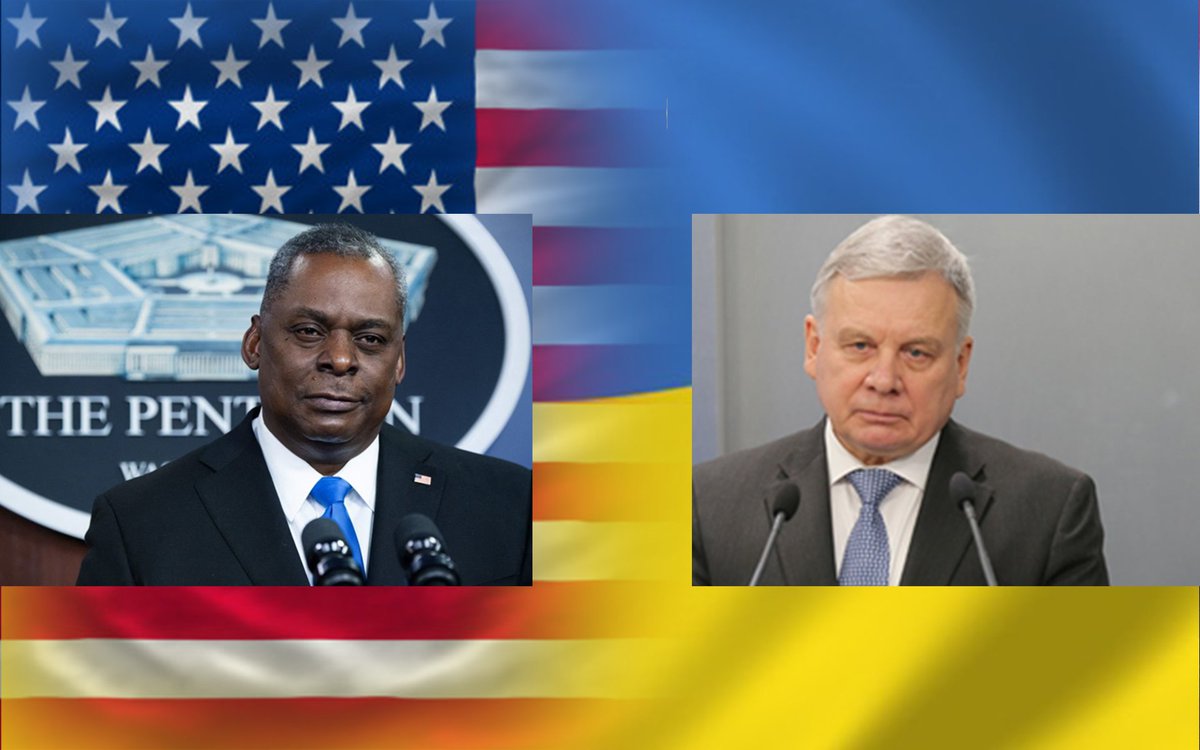 DefenceU's tweet photo. 🇺🇸🤝🇺🇦 З ініціативи американської сторони відбулась телефонна розмова Міністра оборони України Андрія Тарана з Міністром оборони Сполучених Штатів Америки Ллойдом Остіном.

Більше https://t.co/8QfktfVNF4

#Україна_31_й_член_НАТО
#Ukraine_31st_NATO_member https://t.co/cuGmoW9Z2Q