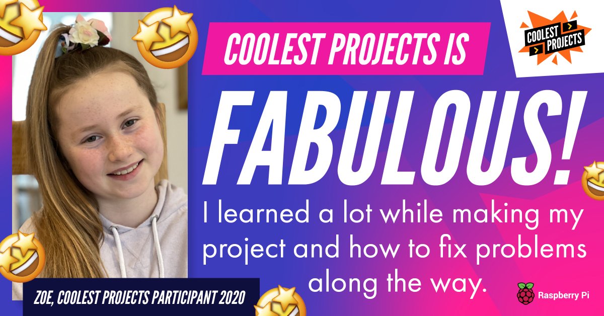 CoolestProjects's tweet image. Zoe took part in #CoolestProjects in 2020 with her game Find it! Her project was also picked as a favourite by British Astronaut @astro_timpeake.
Well done Zoe, keep up the great work 👩💻
Registration is open now for 2021 rpf.io/coolest!
