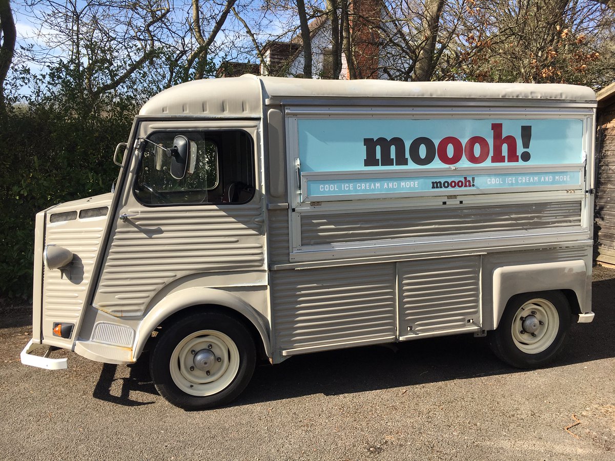 Just leaving us after wintering in our barn, the lovely mooh! ice cream H van that we built a few years ago