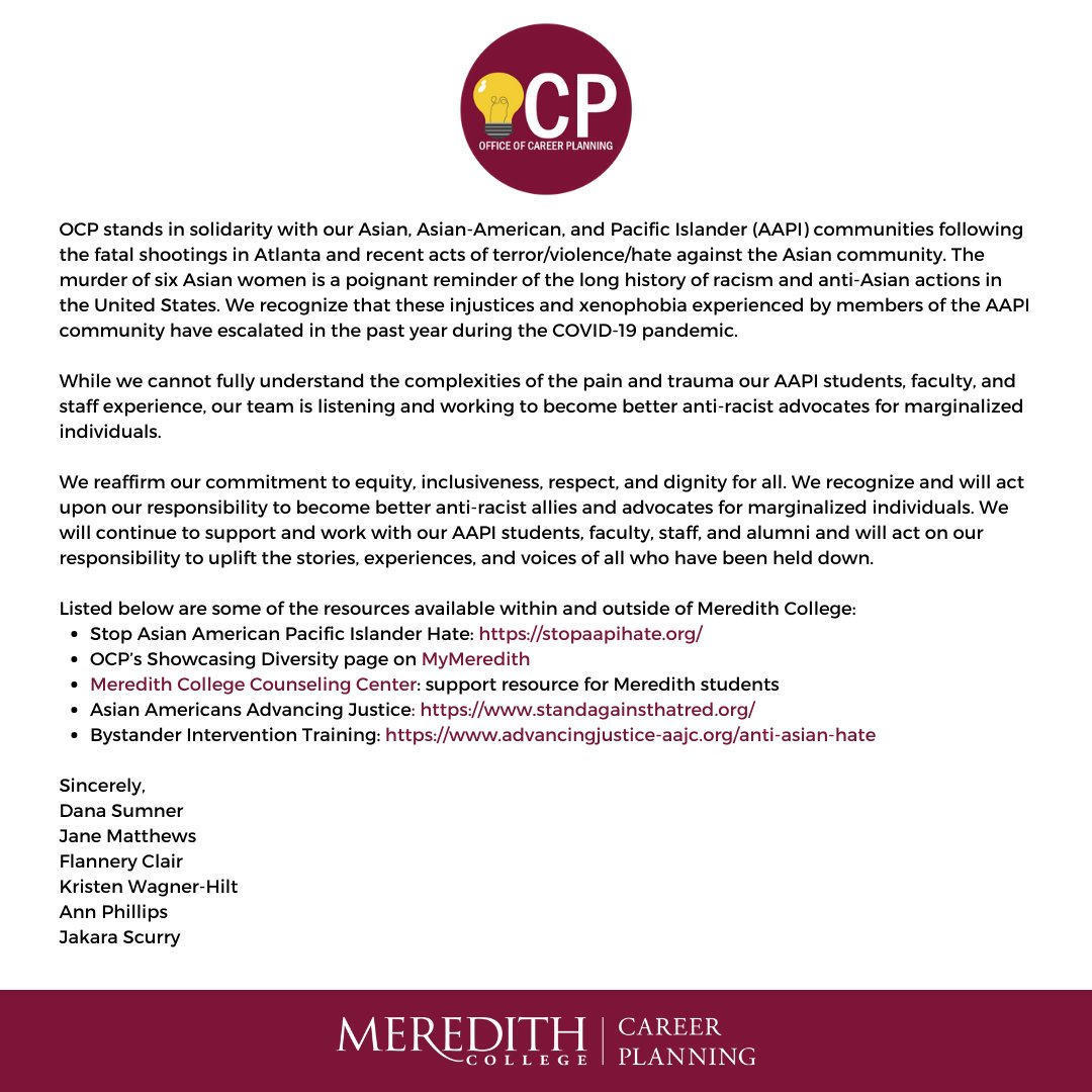 MeredithOCP's tweet photo. OCP stands in solidarity with our Asian, Asian-American, and Pacific Islander (AAPI) communities following the fatal shootings in Atlanta and recent acts of violence and hate against the Asian community. https://t.co/KbwZ9m8rik