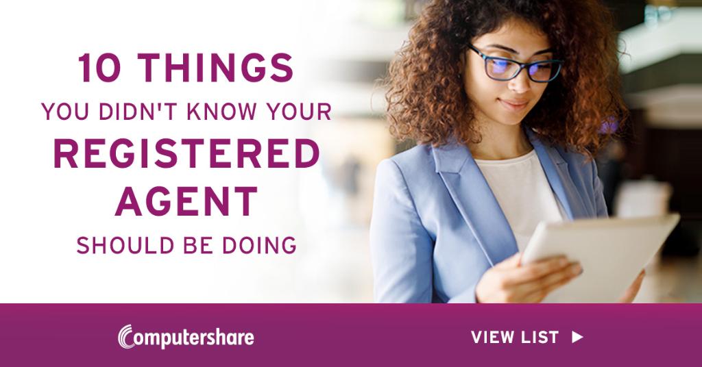 Computershare's tweet photo. Frustrated with how your #RegisteredAgent is managing your service of process? Then number 5 is especially for you. https://t.co/4neIZH5TGw #corpgov #switch2CPU https://t.co/TXY06yu2lF