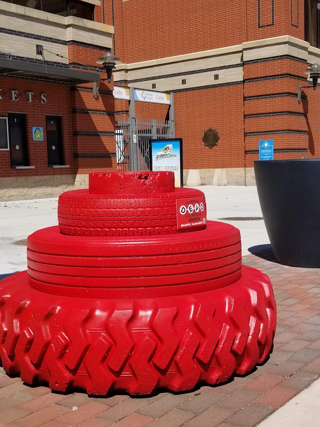 DEVO's tweet photo. Energy domes are stationed around the city of Akron to celebrate DEVO Day... thanks to our friends at @goodyear! Scan the QR code and vote DEVO for the Rock Hall! #DEVOTE https://t.co/TwE5sOLLMW