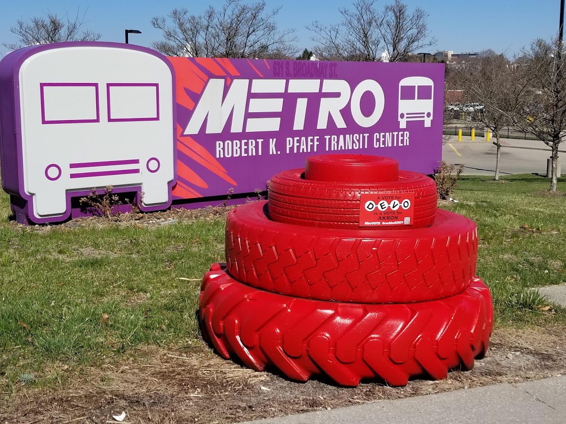 Energy domes are stationed around the city of Akron to celebrate DEVO Day... thanks to our friends at <a href="/goodyear/">Goodyear</a>! Scan the QR code and vote DEVO for the Rock Hall! #DEVOTE