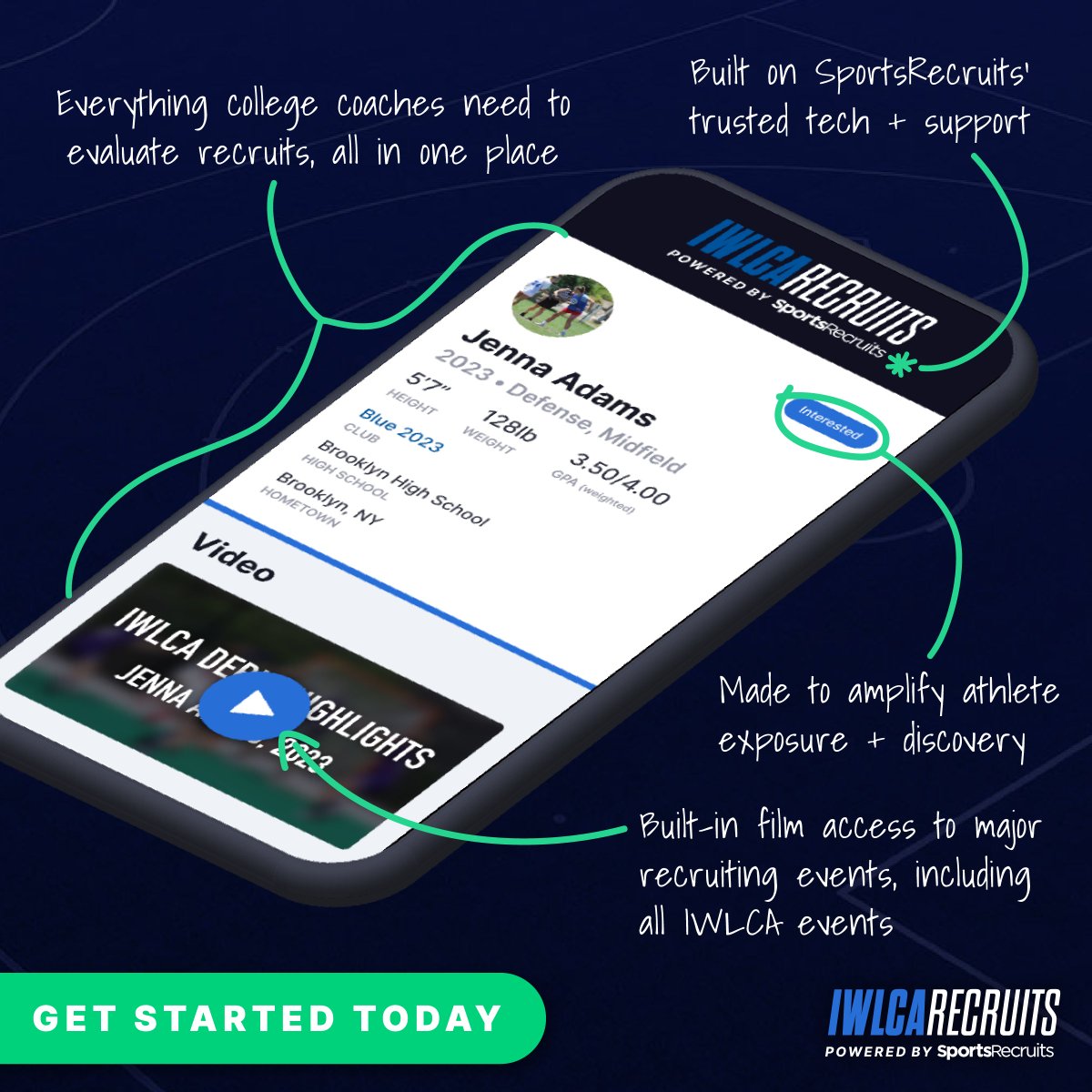 Sports_Recruits's tweet photo. We are EXCITED to announce that the recruiting experience just got a whole lot easier for women’s lacrosse athletes starting TODAY! Introducing IWLCARecruits, powered by SportsRecruits.

@IWLCA @IWLCArecruiting https://t.co/aC1aZnuTaR