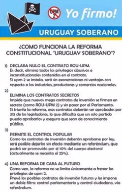 UruguaySoberan0's tweet photo. ¿Porqué firmar por la reforma Uruguay Soberano?
Es camino y frenar las siguientes plantas de celulosa que siguen en agenda?
HOY DECIMOS !UPM2NO! TENIENDO LA HERRAMIENTA NECESARIA PARA FRENARLA.
FIRMÁ POR UN URUGUAY SOBERANO
https://t.co/cxuSZ66Myn
¡¡#UMP2NO!! https://t.co/8u9qi8r1vy