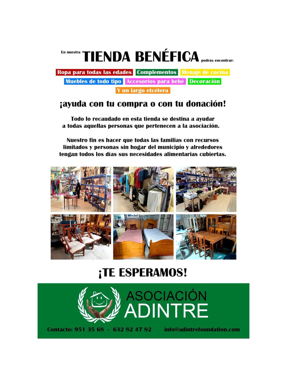 AsocAdintre's tweet photo. Gran inauguración de la tienda benéfica, no te la pierdas!! https://t.co/vbfjsWrNj8