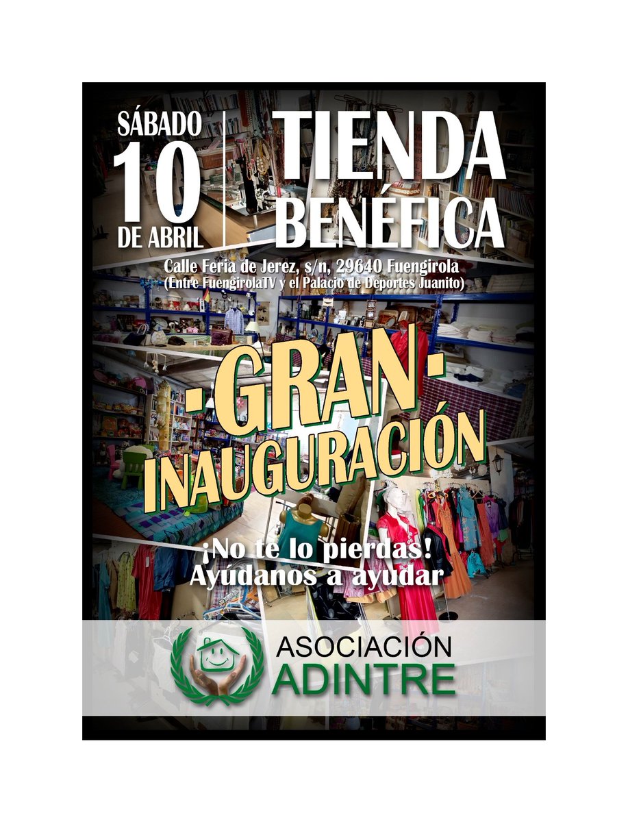 AsocAdintre's tweet photo. Gran inauguración de la tienda benéfica, no te la pierdas!! https://t.co/vbfjsWrNj8