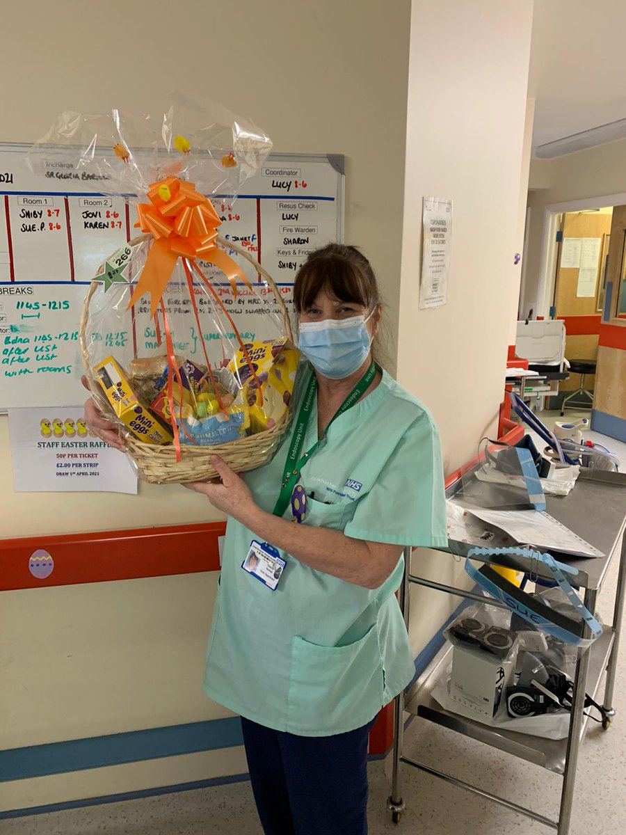 Trafford_Endo's tweet photo. Staff wellbeing activities included "Hunt the Golden Egg" and "Egg &amp; Spoon race" as well as our "Easter Hamper Draw!" Here are our winners! 🐣🍫 Lots of sweet treats for the team @TeamGIMS_MRI @Lisa_Johnson70 @HollySpyrou @CarolBartley9 @TraffordHosp @MFTnhs @NagraMandy 🐣 https://t.co/dELIucIVWn
