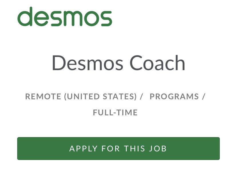 ⭐️ So excited to share that we’re adding to the <a href="/Desmos/">Desmos</a> coaching team! Coach positions now open! 🥳 Come work with me! jobs.lever.co/desmos/a45512f…