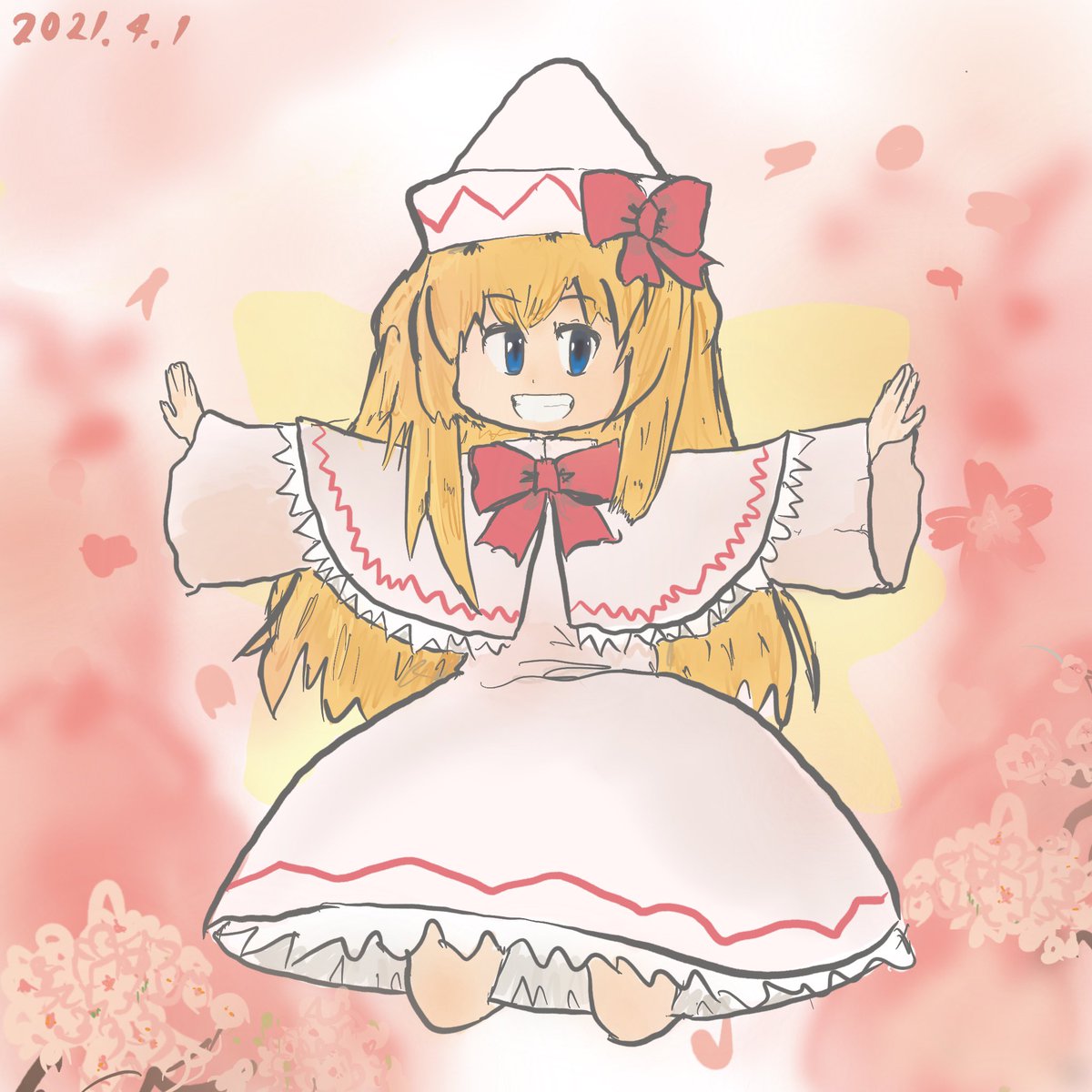 KOUMQ1's tweet photo. #過去絵と現在絵を比較してみようキャンペーン
#東方Project #東方絵描きさんと繋がりたい
#東方イラスト　#リリーホワイト 
←2021.4.1              2019.4.1→ https://t.co/hzVSV0Om1n