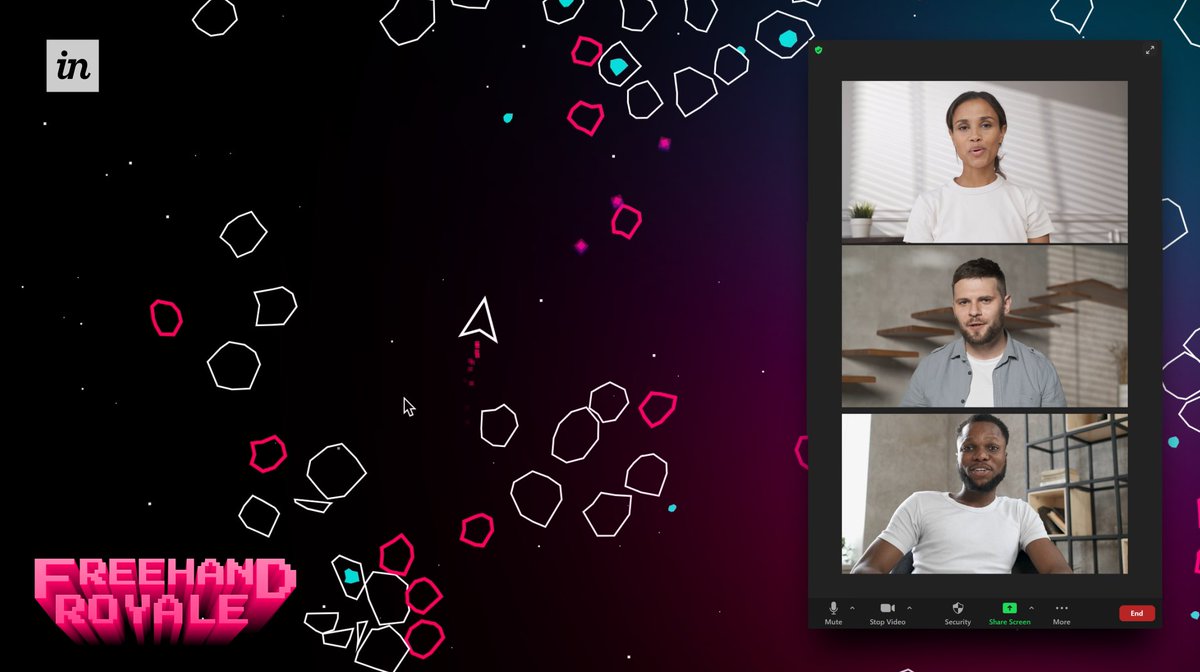 InVisionApp's tweet photo. Keep your head on a swivel…! After a year of Zoom happy hours, bring your team together in the two-dimensional viewport that is #FreehandRoyale! https://t.co/IYkURvOfEf https://t.co/D1flPDAu1c
