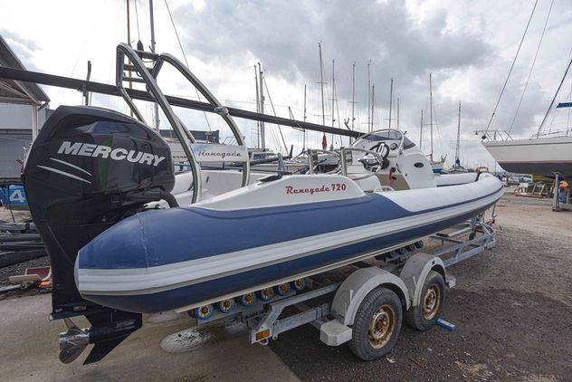 Renegade 720 RIB complete with road trailer, low hours Mercury Verado 200 and all upholstery kept in storage. Get in touch with Parker Adams for further details ➡️ buff.ly/3rAnCMw