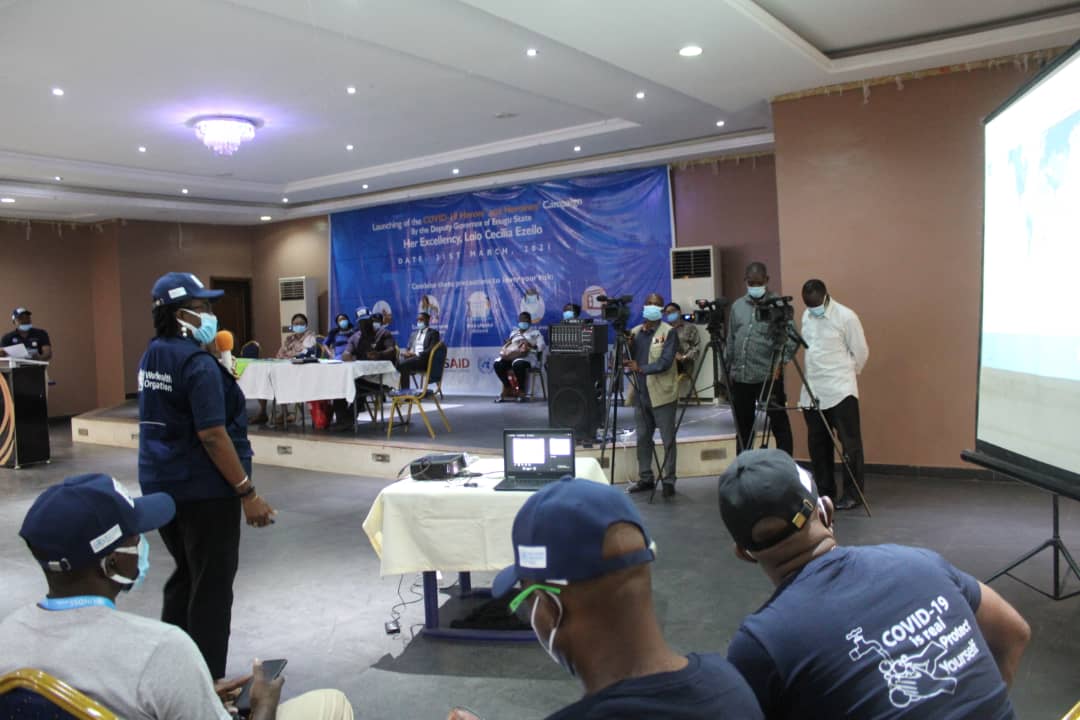 Great_TEAMEnugu's tweet photo. Deputy Governor Lolo Cecelia Ezeilo launching COVID-19 Heroes and Heroines Campaign in Enugu. Organized by Enugu SMOH (led by Health Commissioner Dr I. Obi) in collaboration with WHO, 49 COVID-19 survivors (10 testified), their Clinicians, UNICEF and WHO were present among others https://t.co/ZqcRzdIcWL