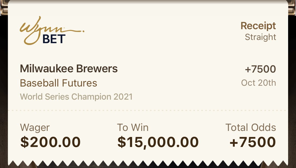 🚨 Opening Day Future Grouper 🚨

Need all the help we can get with our Brew Crew this season

If Milwaukee wins the 2021 World Series, I will send $100 to 100 random followers ($10K in total)

To Enter: Like or RT this tweet

Let's roll out the barrels