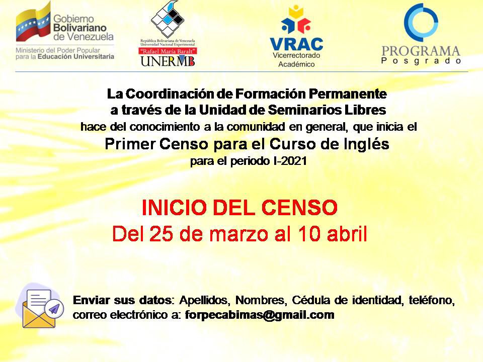 prensaunermb's tweet photo. Inicia el censo para el curso de inglés del Programa Posgrado @unermbposgrado https://t.co/AaGZaXio0u