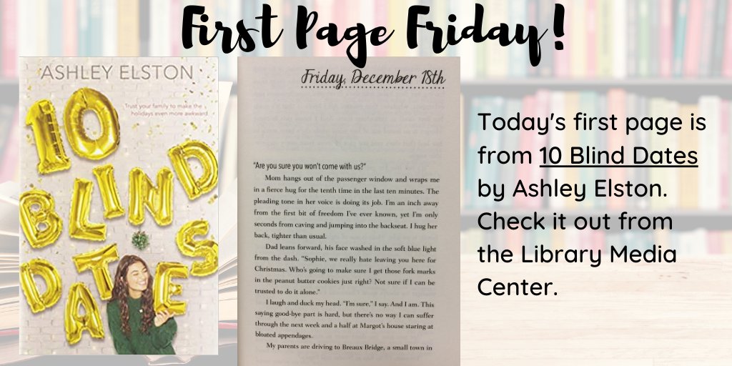 Lithonia HS Library Media Center (@lithonialibrary) on Twitter photo It's #FirstPageFriday! Today's 1st page is from 10 Blind Dates by <a href="/ashley_elston/">Ashley Elston</a>. This charmer and 2021-22 GA Peach Book Award nominee is available in the LMC search.follettsoftware.com/metasearch/res… or ebook in Sora soraapp.com/library/dekalb… It's #FirstPageFriday! Today's 1st page is from 10 Blind Dates by <a href="/ashley_elston/">Ashley Elston</a>. This charmer and 2021-22 GA Peach Book Award nominee is available in the LMC search.follettsoftware.com/metasearch/res… or ebook in Sora soraapp.com/library/dekalb…