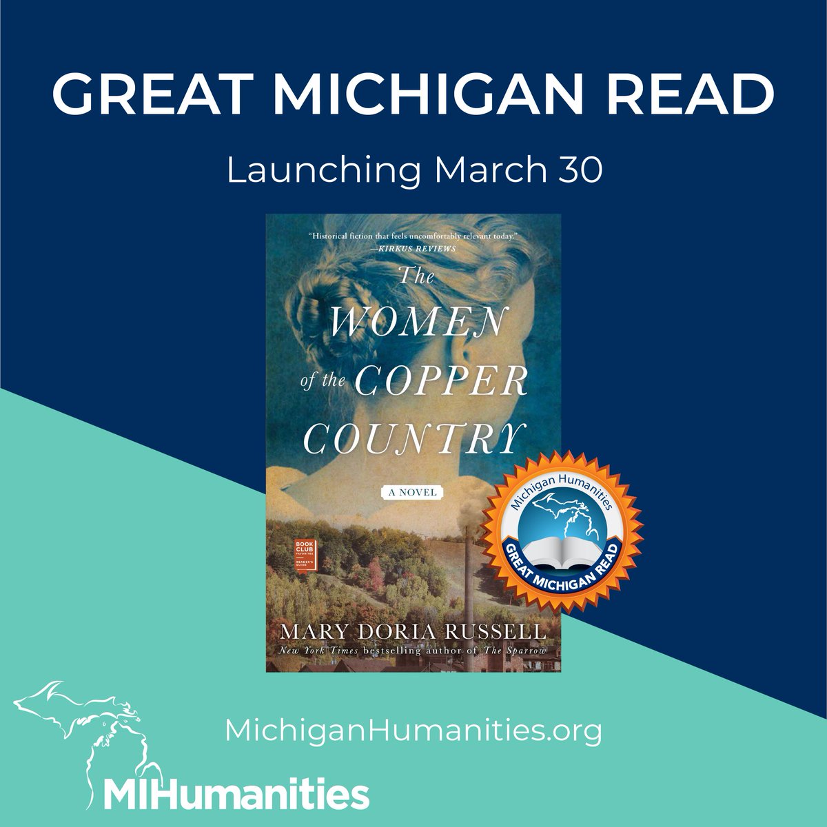 library_peter's tweet photo. @mihumanities has chosen @MDoriaRussell's amazing novel, The Women of the Copper Country. Find it at #pwpl https://t.co/eRhAlOVxZ8
