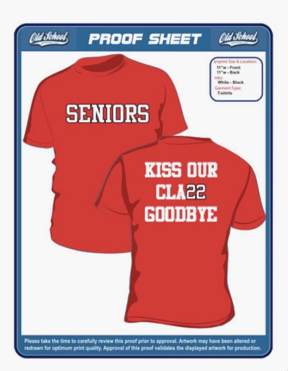 SENIOR CLASS SHIRTS ARE NOW ON SALE!!! They are on sale until April 16th, fill out the form on google classroom and pay on unipay. All the info you need is on google classroom!!!

ALSO, make sure you pay your class dues on unipay!! You need to pay class dues in order to graduate!