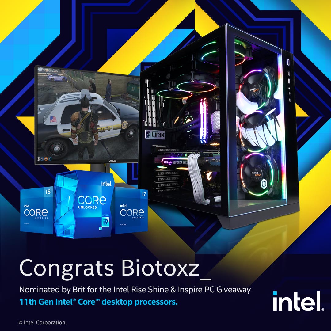 BrittanyxWillow's tweet photo. CONGRATSSSSSS @Biotox8 on your brand new PC powered by Intel #11thGen from @IntelGaming &amp; @CyberPowerPC https://t.co/pqkwIGFg5L

So happy to be able to help you rise and shine! ♥️ https://t.co/u0G6Qq8JS4