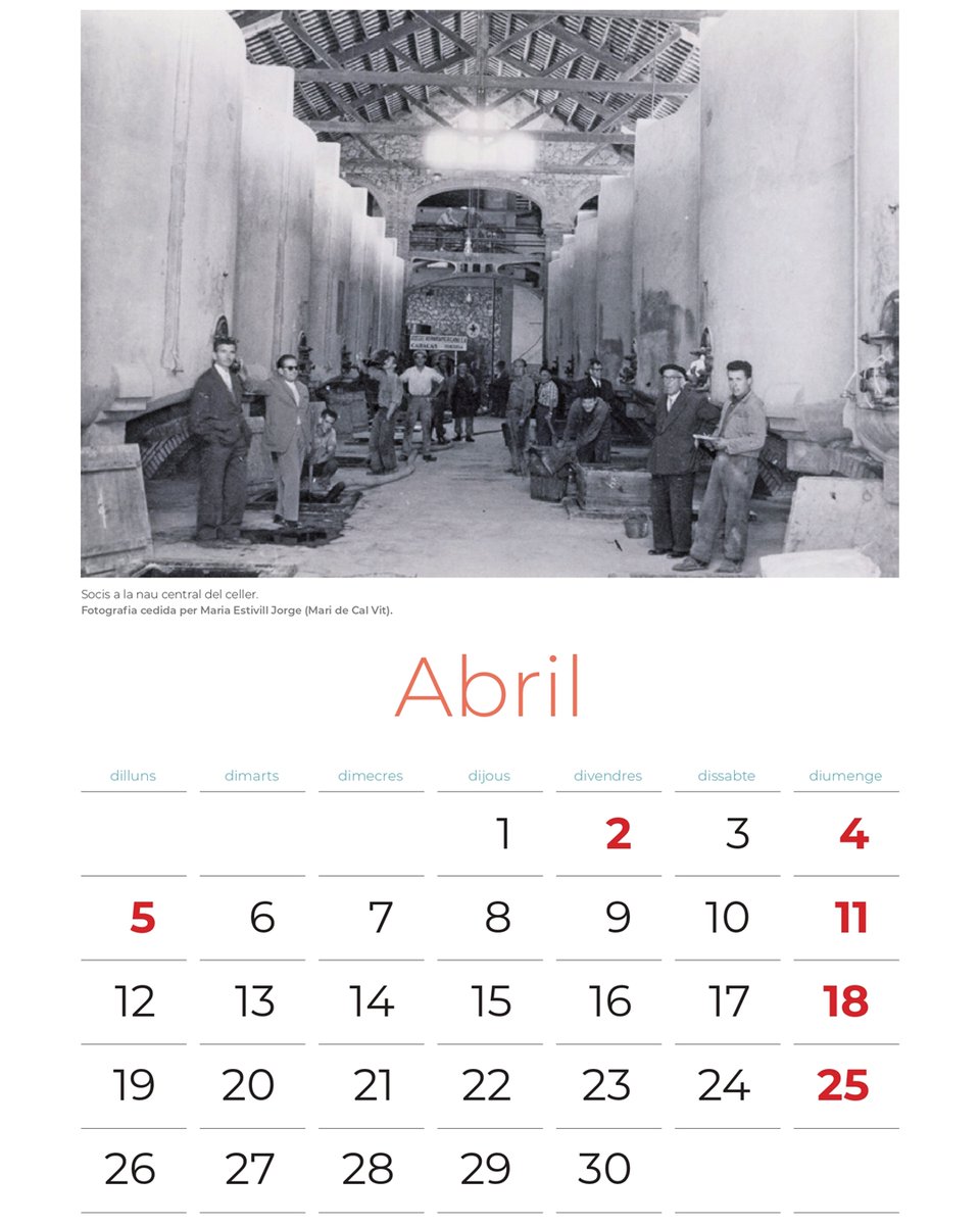 🥳 Benvingut Abril!
📸 A la foto, grup de socis a la nau central del celler. Una imatge cedida per Maria Estivill Jorge (Mari de Cal Vit).
🧐 En coneixes algun?