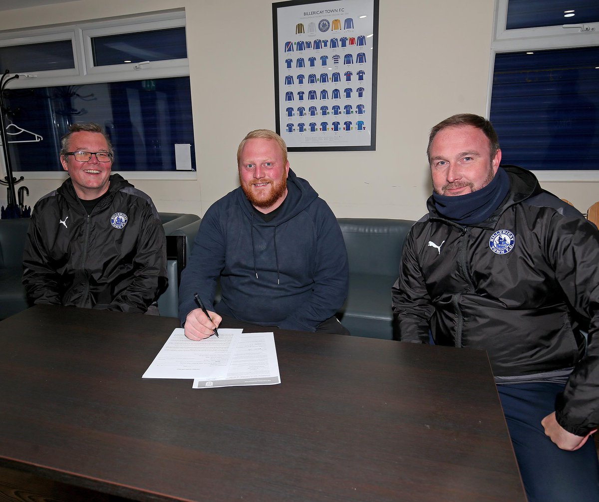 We at <a href="/BTFC/">Billericay Town FC</a> are thrilled to announce the signing of midfield enforcer Conor McGreggs from Belfast Bandits on a 10 year deal...Conor aka <a href="/ChrisMcC2017/">ChristopherMccartney</a>  Chrissy Boy pictured with <a href="/NickHutt3/">Nick Hutt</a> and <a href="/kevwatson74/">Kevin Watson</a> signing for the club...Welcome to Billericay mate...#BTFC #ACommunityClub