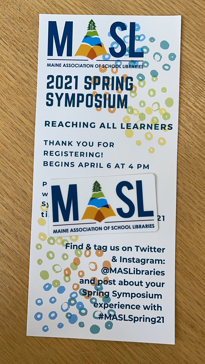 irisdagmar's tweet photo. Getting pumped for the @MASLibraries Spring Symposium! Got this fun little mailing today 🧡School librarians DO reach all learners - and it is always exciting to explore our practices together. #MASLspring21 #maslme #leadlikealibrarian #maineschoollibrarians #pdthatrocks https://t.co/aYycZiM9UT